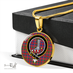 Scottish MacColl Hunting (MacCall Hunting) Modern Clan Tartan Circle Necklace - Crest Classic Scottish Plaid Tartan Plaid