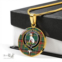 Scottish Hunter Old Modern Clan Tartan Circle Necklace - Crest Classic Scottish Plaid Tartan Plaid