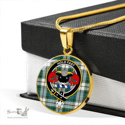 Scottish MacLeod Dress Special Ancient Clan Tartan Circle Necklace - Crest Classic Scottish Plaid Tartan Plaid