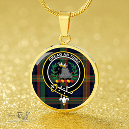 Scottish MacLaren of Broich Modern Clan Tartan Circle Necklace - Crest Classic Scottish Plaid Tartan Plaid