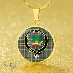 Scottish Gayre Dress Modern Clan Tartan Circle Necklace - Crest Classic Scottish Plaid Tartan Plaid