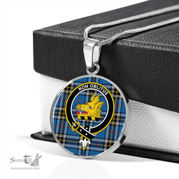 Scottish MacTavish Dress Modern Clan Tartan Circle Necklace - Crest Classic Scottish Plaid Tartan Plaid