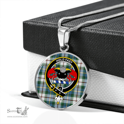 Scottish MacLeod of California Ancient Clan Tartan Circle Necklace - Crest Classic Scottish Plaid Tartan Plaid