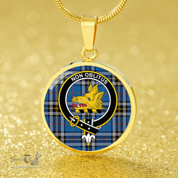 Scottish MacTavish Dress Modern Clan Tartan Circle Necklace - Crest Classic Scottish Plaid Tartan Plaid