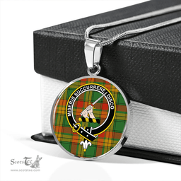 Scottish MacMillan Ancient Clan Tartan Circle Necklace - Crest Classic Scottish Plaid Tartan Plaid