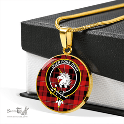 Scottish Cunningham Modern Clan Tartan Circle Necklace - Crest Classic Scottish Plaid Tartan Plaid