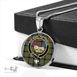 Scottish MacDonald (Donald) Ancient Clan Tartan Circle Necklace - Crest Classic Scottish Plaid Tartan Plaid
