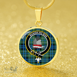 Scottish MacNeil of Colonsay (MacNeil of Barra of Colonsay) Ancient Clan Tartan Circle Necklace - Crest Classic Scottish Plaid Tartan Plaid
