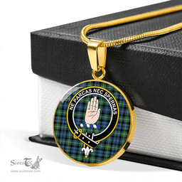 Scottish Lamont Ancient Clan Tartan Circle Necklace - Crest Classic Scottish Plaid Tartan Plaid