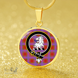 Scottish Mair Ancient Clan Tartan Circle Necklace - Crest Classic Scottish Plaid Tartan Plaid