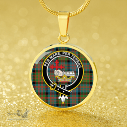 Scottish MacDonald (Donald) Ancient Clan Tartan Circle Necklace - Crest Classic Scottish Plaid Tartan Plaid