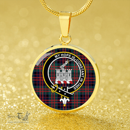 Scottish MacDonald of Clanranald #3 (Donald of Clanranald; #3) Modern Clan Tartan Circle Necklace - Crest Classic Scottish Plaid Tartan Plaid