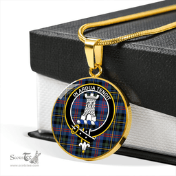 Scottish MacCallum of Berwick Modern Clan Tartan Circle Necklace - Crest Classic Scottish Plaid Tartan Plaid