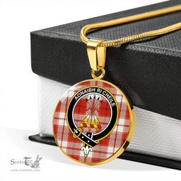 Scottish Cameron Hose #2 Ancient 2 Clan Tartan Circle Necklace - Crest Classic Scottish Plaid Tartan Plaid