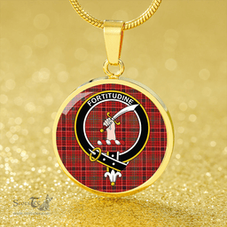 Scottish MacRae The Prince's Own #2 Modern Clan Tartan Circle Necklace - Crest Classic Scottish Plaid Tartan Plaid