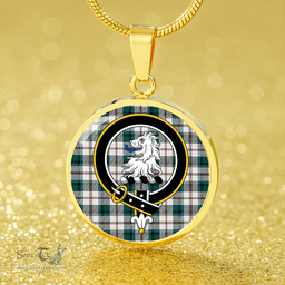 Scottish MacNaughton Dress #2 Modern Clan Tartan Circle Necklace - Crest Classic Scottish Plaid Tartan Plaid