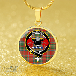 Scottish MacLeod of Gesto Modern Clan Tartan Circle Necklace - Crest Classic Scottish Plaid Tartan Plaid
