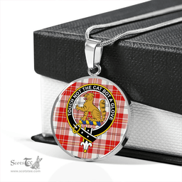 Scottish MacPherson Dress Red Modern Clan Tartan Circle Necklace - Crest Classic Scottish Plaid Tartan Plaid