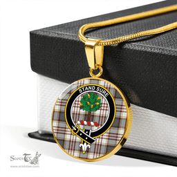 Scottish Anderson Arisaid Ancient Clan Tartan Circle Necklace - Crest Classic Scottish Plaid Tartan Plaid