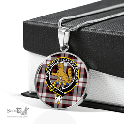 Scottish MacPherson of Pitmain Modern Clan Tartan Circle Necklace - Crest Classic Scottish Plaid Tartan Plaid