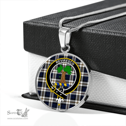 Scottish MacEwan Dress Arisaid Modern Clan Tartan Circle Necklace - Crest Classic Scottish Plaid Tartan Plaid
