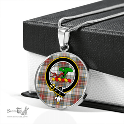 Scottish MacBeth Dress Weathered Clan Tartan Circle Necklace - Crest Classic Scottish Plaid Tartan Plaid