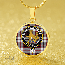Scottish MacPherson of Pitmain Modern Clan Tartan Circle Necklace - Crest Classic Scottish Plaid Tartan Plaid