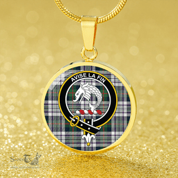 Scottish Kennedy Dress Modern Clan Tartan Circle Necklace - Crest Classic Scottish Plaid Tartan Plaid
