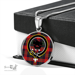 Scottish MacInroy Rattray Modern Clan Tartan Circle Necklace - Crest Classic Scottish Plaid Tartan Plaid