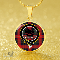 Scottish MacInroy Rattray Modern Clan Tartan Circle Necklace - Crest Classic Scottish Plaid Tartan Plaid