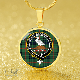 Scottish Lauder Modern Clan Tartan Circle Necklace - Crest Classic Scottish Plaid Tartan Plaid