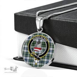 Scottish MacNeil of Barra (MacNeil/MacNeill) Paton Dress Ancient Clan Tartan Circle Necklace - Crest Classic Scottish Plaid Tartan Plaid