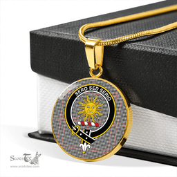 Scottish Kerr Shepherd's Plaid Clan Tartan Circle Necklace - Crest Classic Scottish Plaid Tartan Plaid