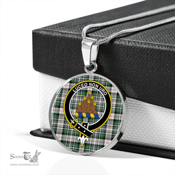 Scottish MacKenzie #2 Modern Clan Tartan Circle Necklace - Crest Classic Scottish Plaid Tartan Plaid