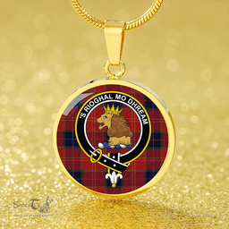 Scottish MacEdward (MacGregor Hastie) Modern Clan Tartan Circle Necklace - Crest Classic Scottish Plaid Tartan Plaid