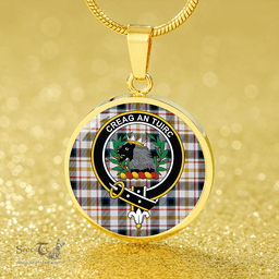 Scottish MacLaren Albino Dance Modern Clan Tartan Circle Necklace - Crest Classic Scottish Plaid Tartan Plaid