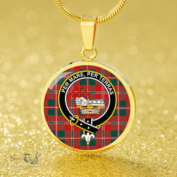 Scottish MacDonald of Glenaladale (Donald of Glenaladale) 2006 Modern Clan Tartan Circle Necklace - Crest Classic Scottish Plaid Tartan Plaid