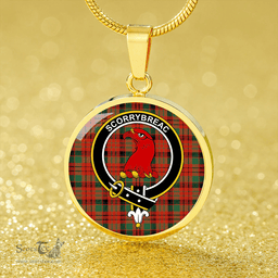 Scottish MacNicol Modern Clan Tartan Circle Necklace - Crest Classic Scottish Plaid Tartan Plaid