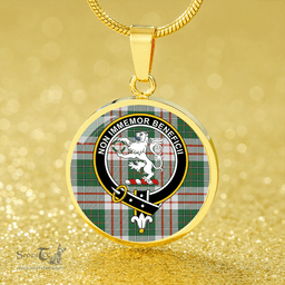 Scottish MacDiarmid Dress Modern Clan Tartan Circle Necklace - Crest Classic Scottish Plaid Tartan Plaid