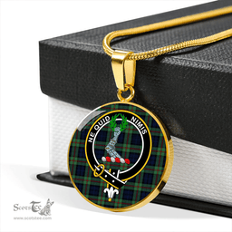 Scottish MacKinlay #2 Modern Clan Tartan Circle Necklace - Crest Classic Scottish Plaid Tartan Plaid
