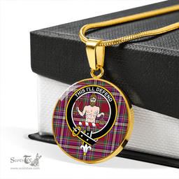 Scottish MacFarlane Lord Lyon sett Modern Clan Tartan Circle Necklace - Crest Classic Scottish Plaid Tartan Plaid