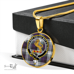 Scottish MacGlashan Original Colours Weathered Clan Tartan Circle Necklace - Crest Classic Scottish Plaid Tartan Plaid