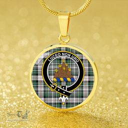 Scottish MacKenzie #2 Modern Clan Tartan Circle Necklace - Crest Classic Scottish Plaid Tartan Plaid