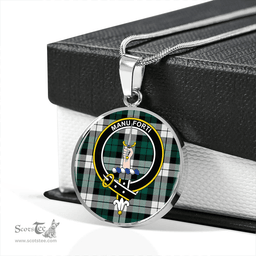 Scottish MacKay Dress Modern Clan Tartan Circle Necklace - Crest Classic Scottish Plaid Tartan Plaid