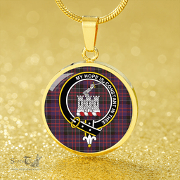 Scottish MacDonald of Clanranald #2 (MacDonald of Clanranald; #2) Weathered Clan Tartan Circle Necklace - Crest Classic Scottish Plaid Tartan Plaid