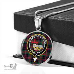 Scottish MacDonald (Donald) Modern Clan Tartan Circle Necklace - Crest Classic Scottish Plaid Tartan Plaid