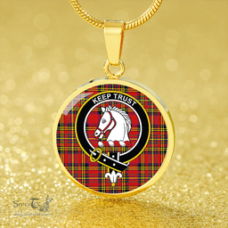 Scottish Hepburn Modern Clan Tartan Circle Necklace - Crest Classic Scottish Plaid Tartan Plaid