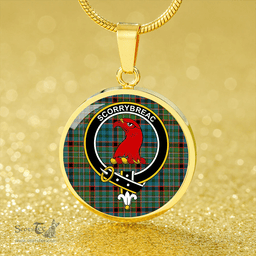 Scottish MacNicol Hunting Ancient Clan Tartan Circle Necklace - Crest Classic Scottish Plaid Tartan Plaid