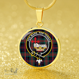 Scottish MacDonald (Donald) Modern Clan Tartan Circle Necklace - Crest Classic Scottish Plaid Tartan Plaid