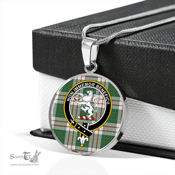Scottish MacDiarmid Dress Ancient Clan Tartan Circle Necklace - Crest Classic Scottish Plaid Tartan Plaid